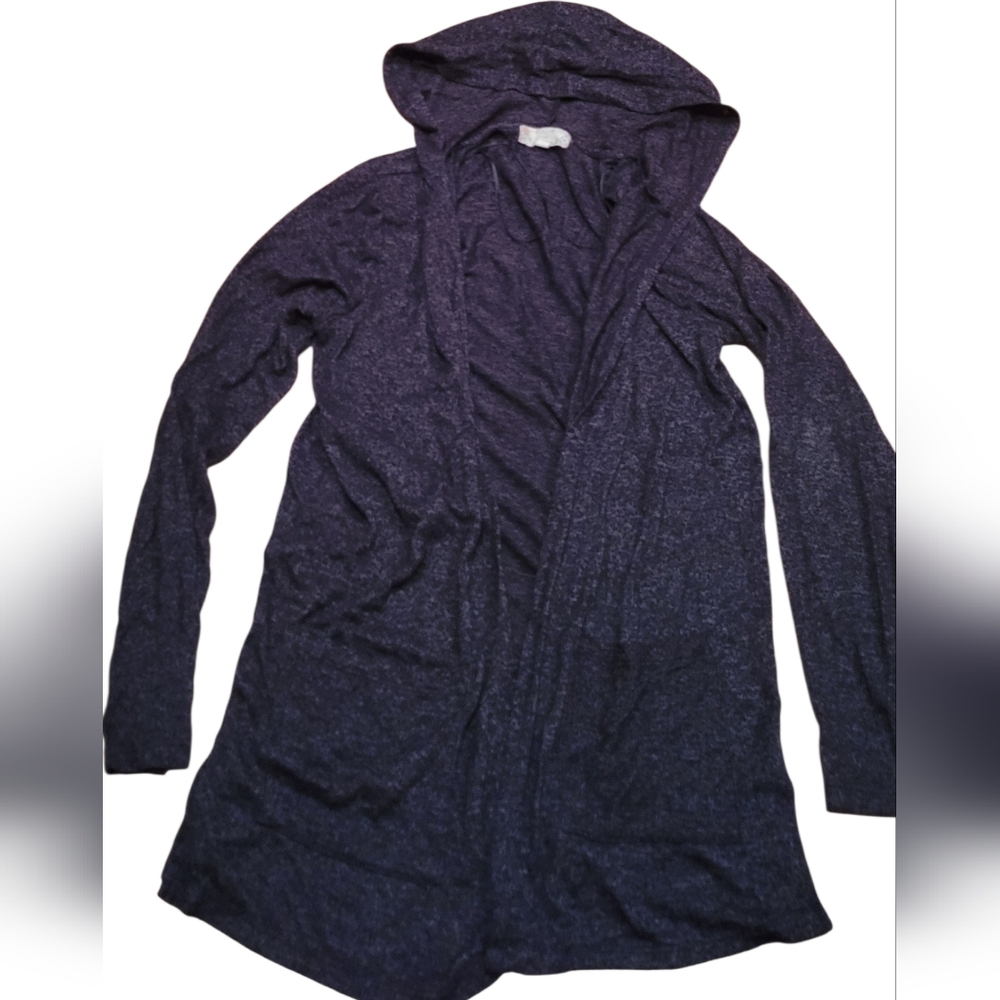 Pink Rose Heather Grey Cardigan, With Hood And Pockets